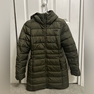 Long Dark Green North Face Puffer